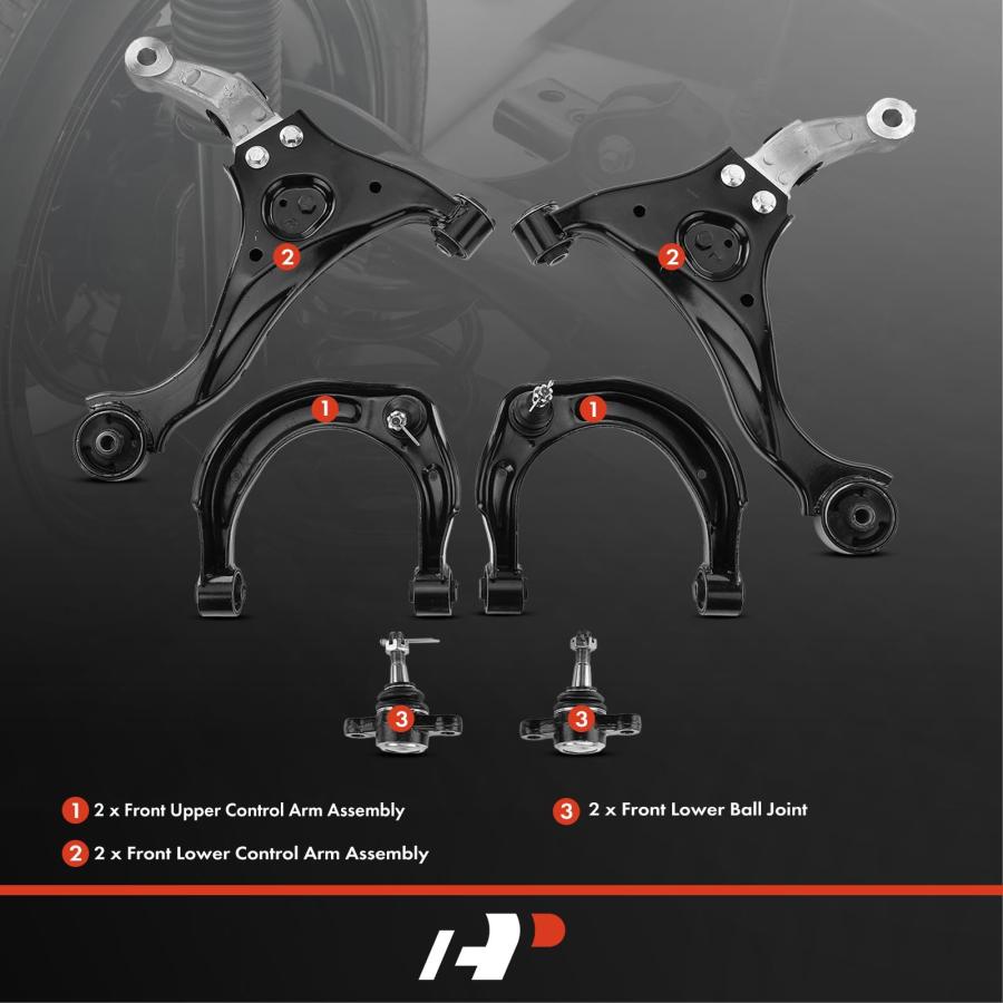 A Premium Set of 6, Front Upper Lower Control Arm, Lower Ball Jo 並行輸入品の画像
