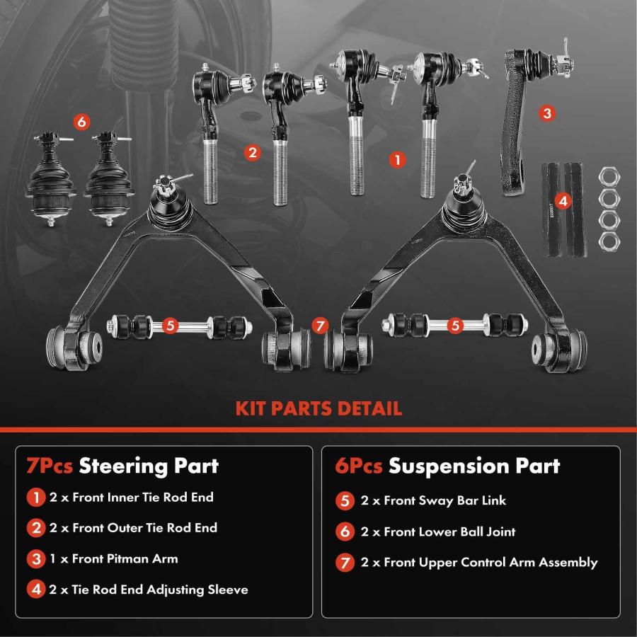 A Premium Set of 13, Front Upper Control Arm, Sway Bar Link, Low 並行輸入品の画像