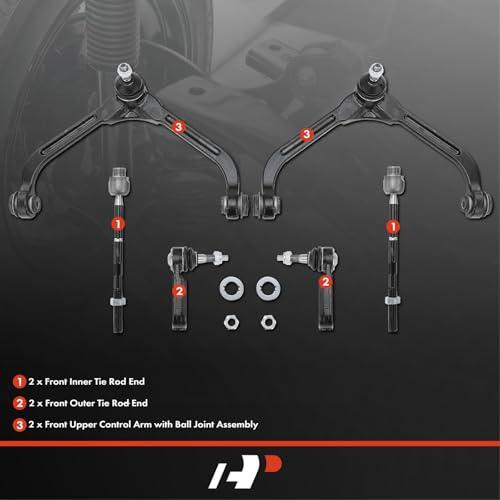 A Premium Set of 6, Front Upper Control Arm, Inner Outer Tie Rod 並行輸入品の画像
