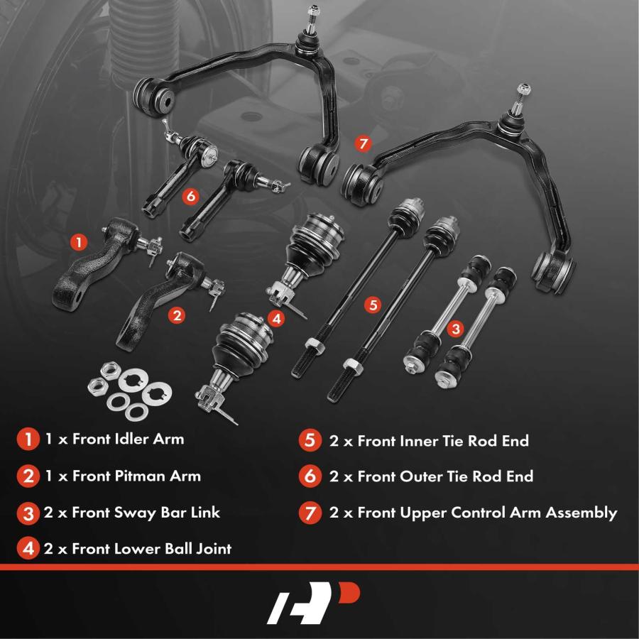 A Premium Set of 12, Upper Control Arm, Ball Joint, Tie Rod End, 並行輸入品の画像