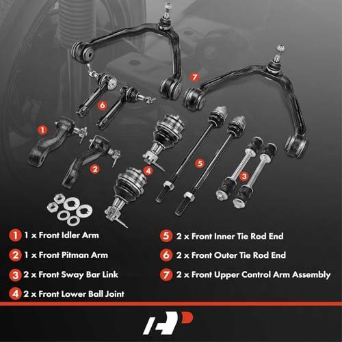 A Premium Set of 12, Upper Control Arm, Ball Joint, Tie Rod End, 並行輸入品の画像