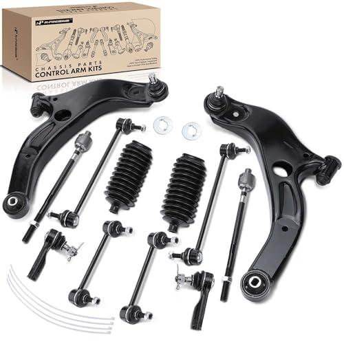 A Premium Set of 12， Front Lower Control Arm， Inner Outer Tie Ro 並行輸入品_1