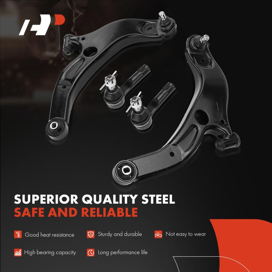 A Premium Set of 12， Front Lower Control Arm， Inner Outer Tie Ro 並行輸入品_6