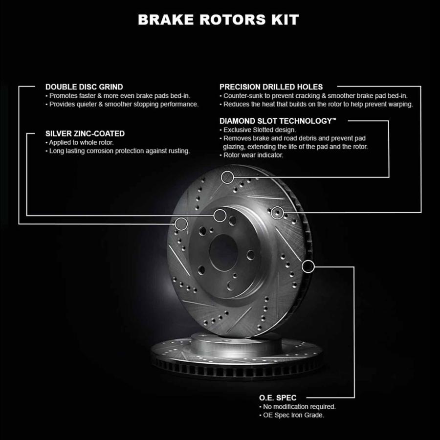 R1 Concepts フロントブレーキローターキット | ブレーキローター | ブレーキディスク | ドリル\u0026スロット付き WG 並行輸入品の画像
