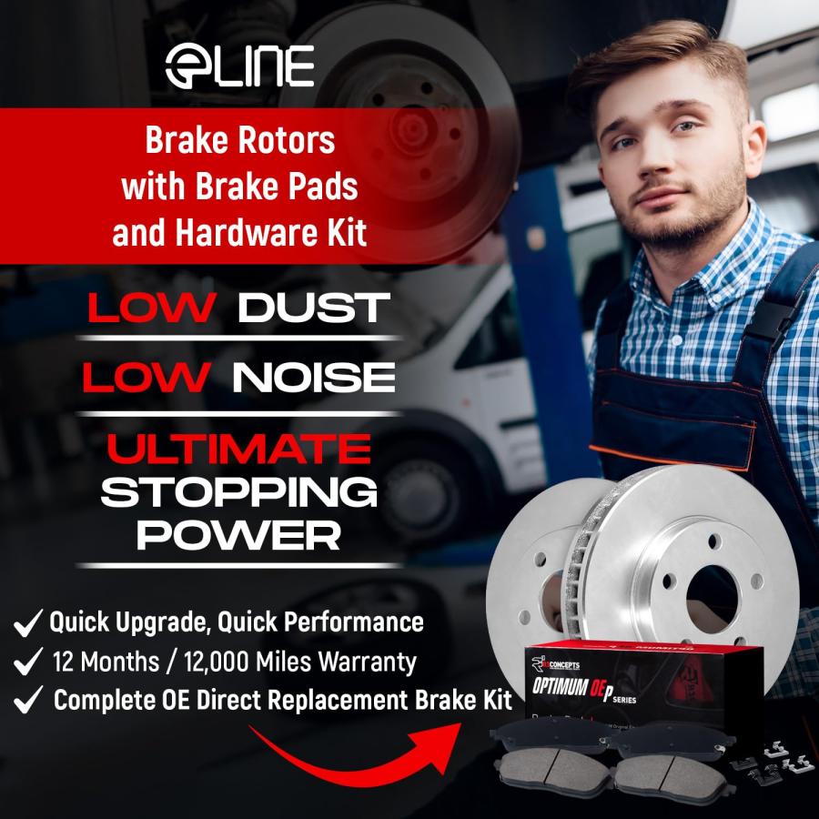 R1 Concepts Front Brakes and Rotors Kit |Front Brake Pads| Brake 並行輸入品_3