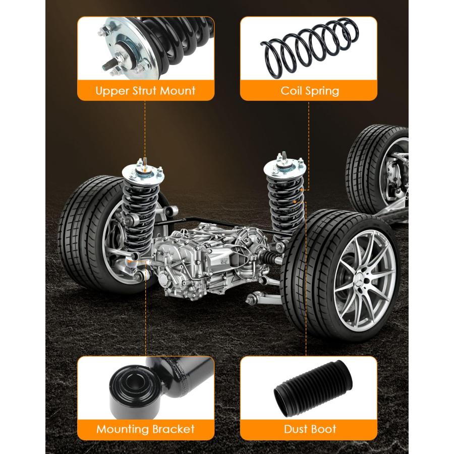 AUPCS フロント&リアコンプリートストラットアセンブリ 日産フロンティア 2005 2015用 ショックとストラット 4個 2 並行輸入品