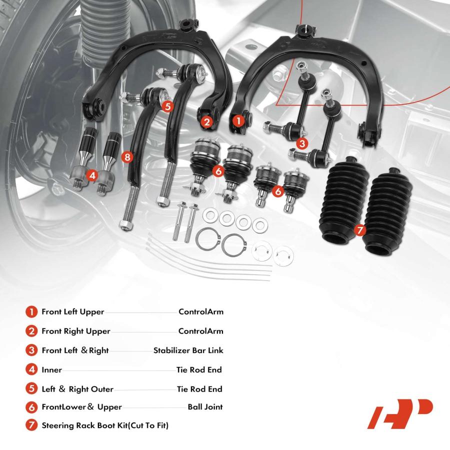A Premium Set of 14, Upper Control Arm, Sway Bar Link, Inner Out 並行輸入品の画像