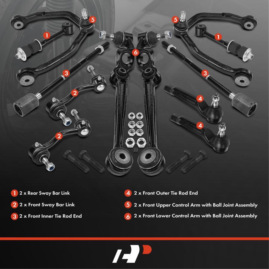 A Premium Set of 12, Front Upper Lower Control Arm, Inner Outer  並行輸入品の画像