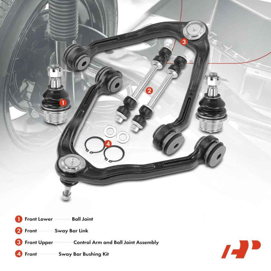 A Premium Set of 6, Front Upper Control Arm, Sway Bar Link, Lowe 並行輸入品の画像