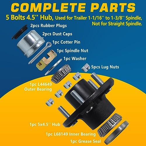 GREPSPUD 1セット トレーラーハブキット 5 オン 4.5 3500ポンド 1 1/16インチから1 3/8インチテーパー 並行輸入品_3