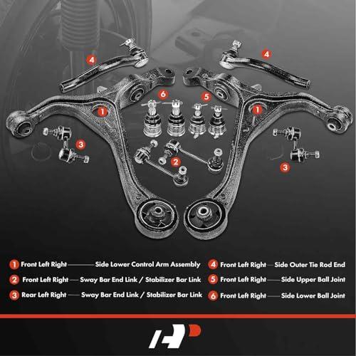 A Premium Set of 12, Front Lower Control Arm, Upper & Lower Ball 並行輸入品の画像