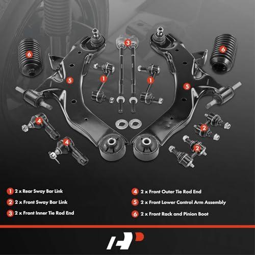 A Premium Set of 12, Front Lower Control Arm, Inner Outer Tie Ro 並行輸入品_4