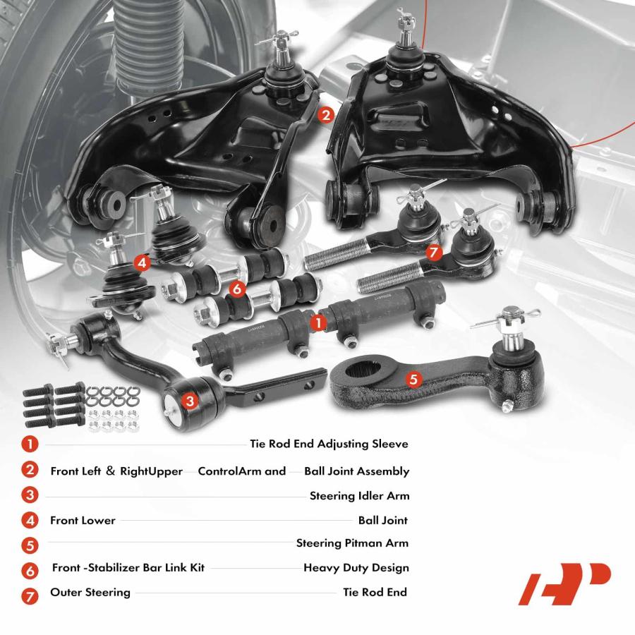 A Premium Set of 12, Front Upper Control Arm, Sway Bar Link, Low 並行輸入品の画像
