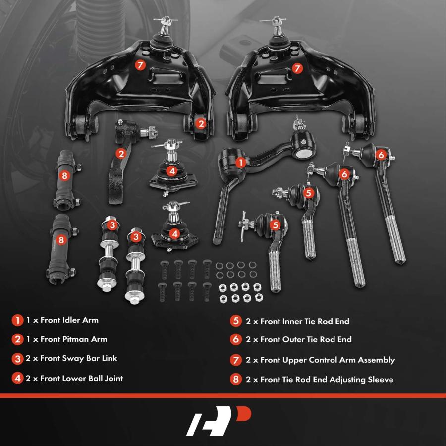 A Premium Set of 14, Front Upper Control Arm, Sway Bar Link, Low 並行輸入品の画像