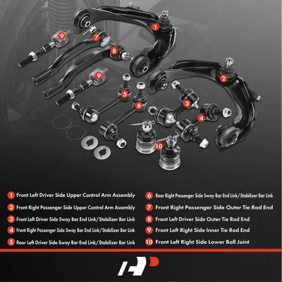 A Premium Set of 12， Front Upper Control Arm， Lower Ball Joint， 並行輸入品_3