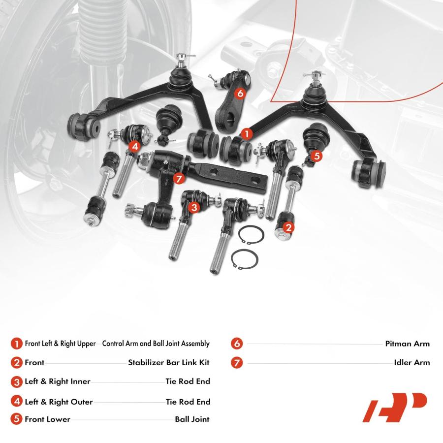 A Premium Set of 12, Front Upper Control Arm, Sway Bar Link, Low 並行輸入品の画像