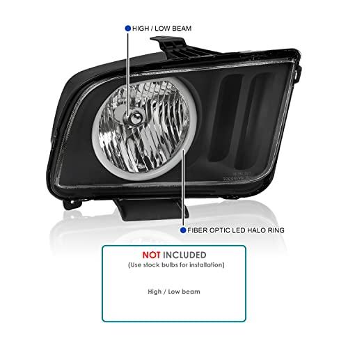 【並行輸入品】Spec D Tuning ブラックハウジング クリアレンズヘッドライト LEDヘイロー付き 2005 2009 Ford Musの画像