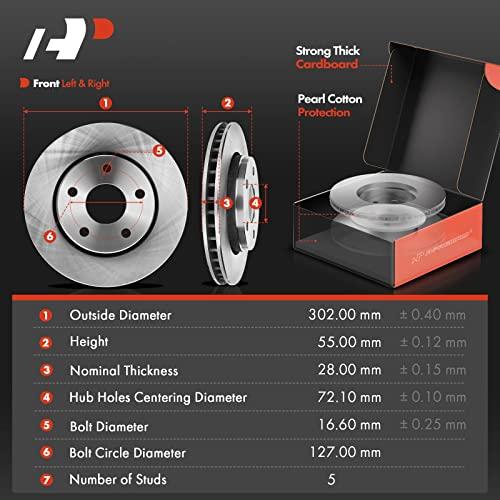 A Premium Front Disc Brake Rotors and Ceramic Pads Kit with Cali 並行輸入品の画像