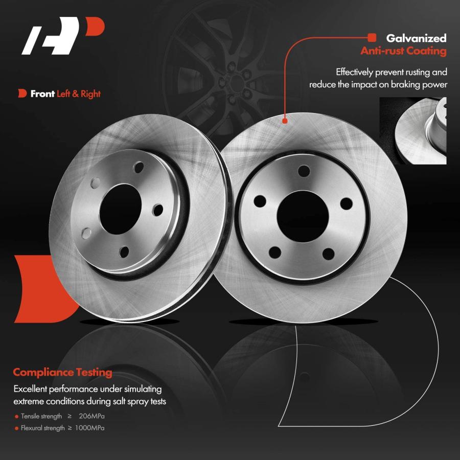 A Premium Front Disc Brake Rotors and Ceramic Pads Kit with Cali 並行輸入品の画像