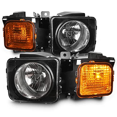 【並行輸入品】AKKON   2006 2010 Hummer H3 SUV 2009 2010 H3T トラック用 ブラック ヘッドライト ペの画像