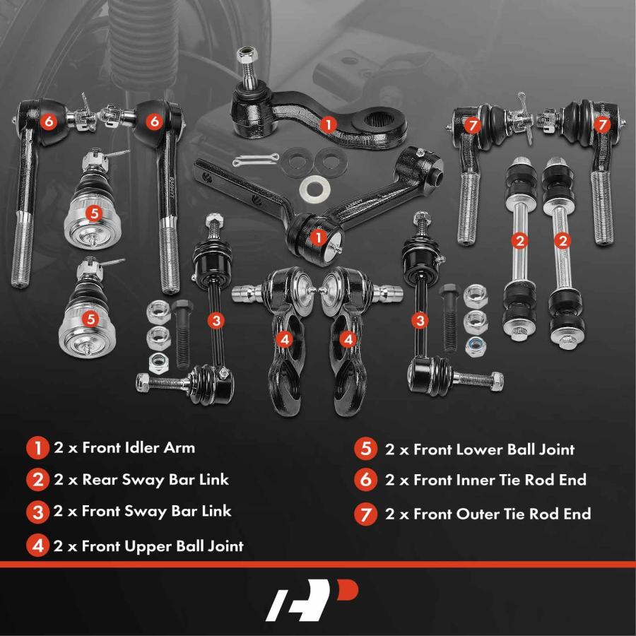 A Premium Set of 14, Upper Lower Ball Joint, Inner Outer Tie Rod 並行輸入品の画像