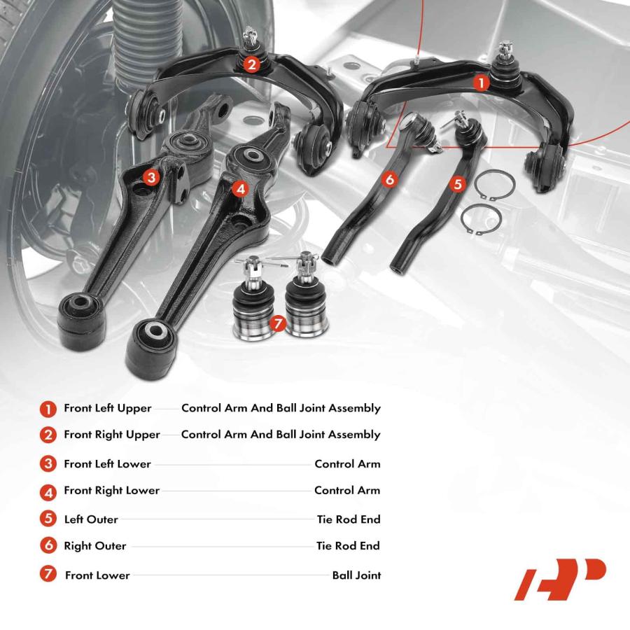 A Premium Set of 8, Front Upper & Lower Control Arm, Lower Ball  並行輸入品の画像