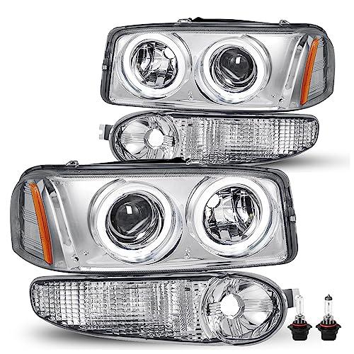 JSBOYAT プロジェクターLEDヘイローヘッドライトアセンブリ 4個 2001 2006 GMC Yukon Denaliモデ 並行輸入品の画像