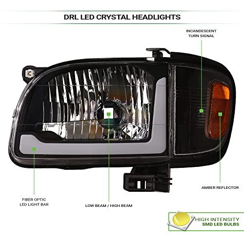 DRL LED Strip Tube Bar Black Housing Crystal Headlights With Sig 並行輸入品の画像