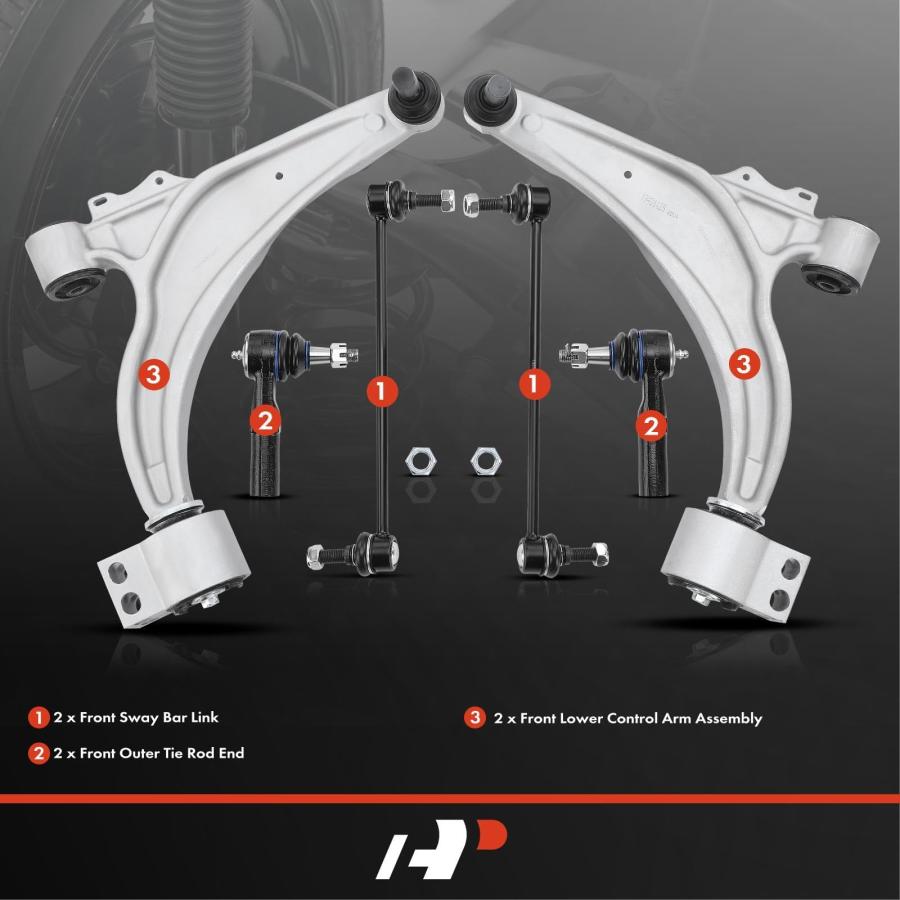 A Premium Set of 6, Front Lower Control Arm, Sway Bar Link, Oute 並行輸入品の画像