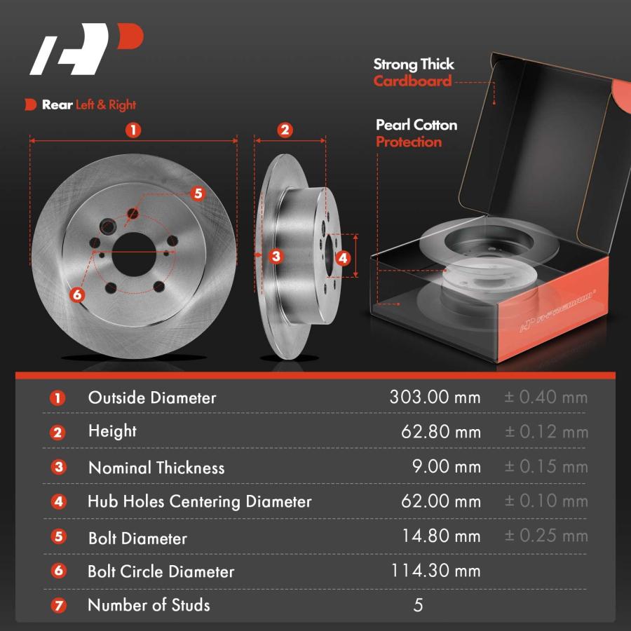 A Premium 11.93 inch (303mm) Rear Solid Disc Brake Rotors + Cera 並行輸入品の画像