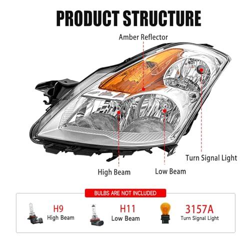TopAutoGear ヘッドライトアセンブリ 2007 2009 日産 アルティマ 4Dr セダン OEスタイル クリアレンズ  並行輸入品の画像