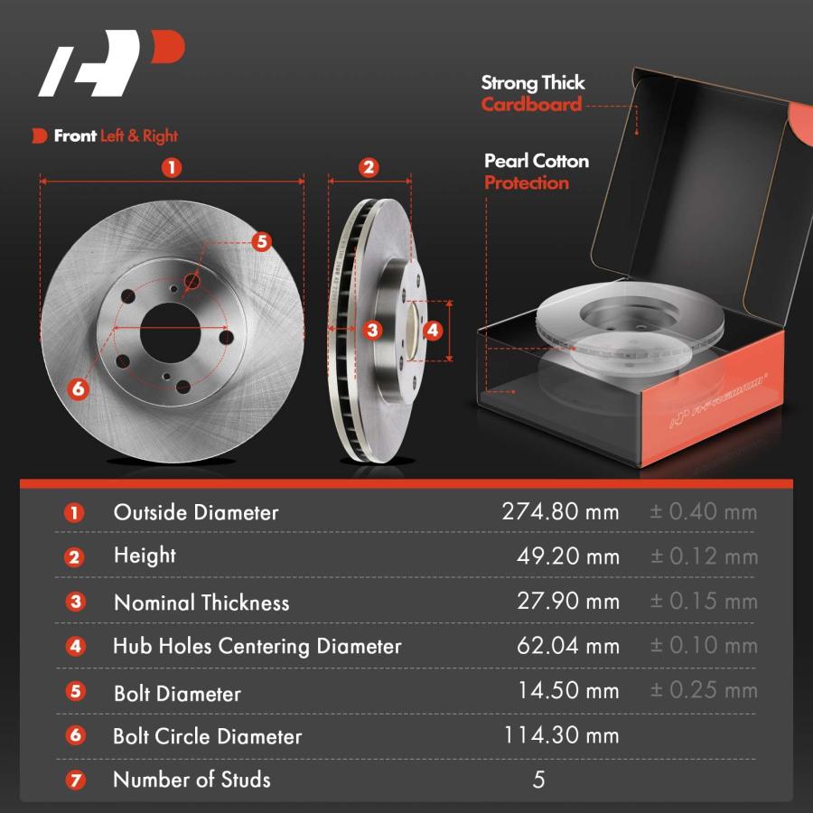 A Premium Front Disc Brake Rotors and Ceramic Pads Kit with Cali 並行輸入品の画像
