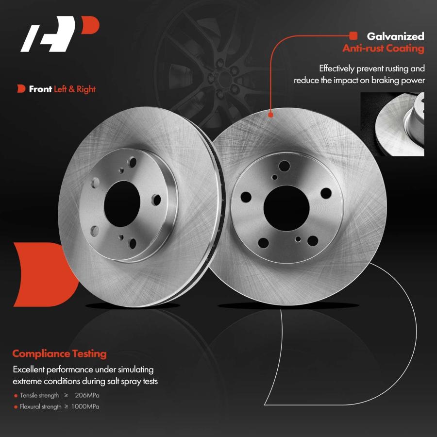 A Premium Front Disc Brake Rotors and Ceramic Pads Kit with Cali 並行輸入品の画像