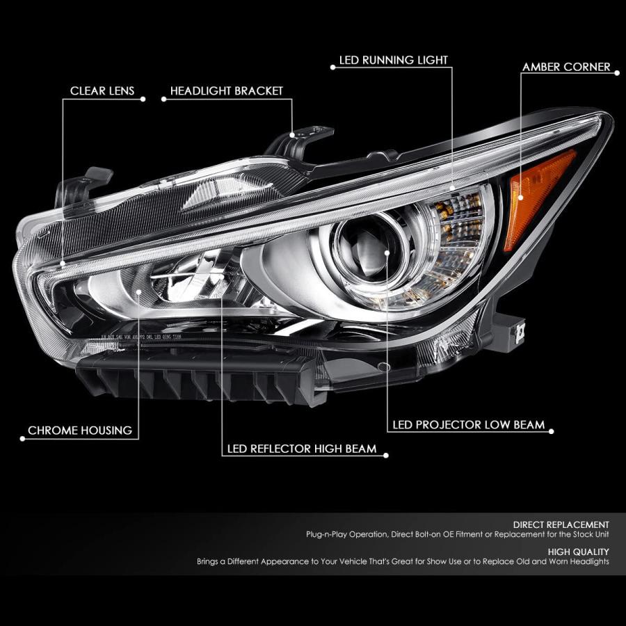 【並行輸入品】DNA MOTORING OEM HL 0181 L 左側 LED ヘッドライト 14 17 インフィニティ Q50対応 アダプテの画像