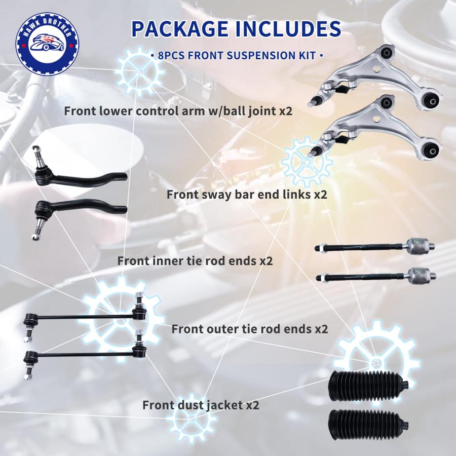 【並行輸入品】 HAWK BROTHER 10 Pcs Suspension Kit Front Lower Control Arm w/Balの画像