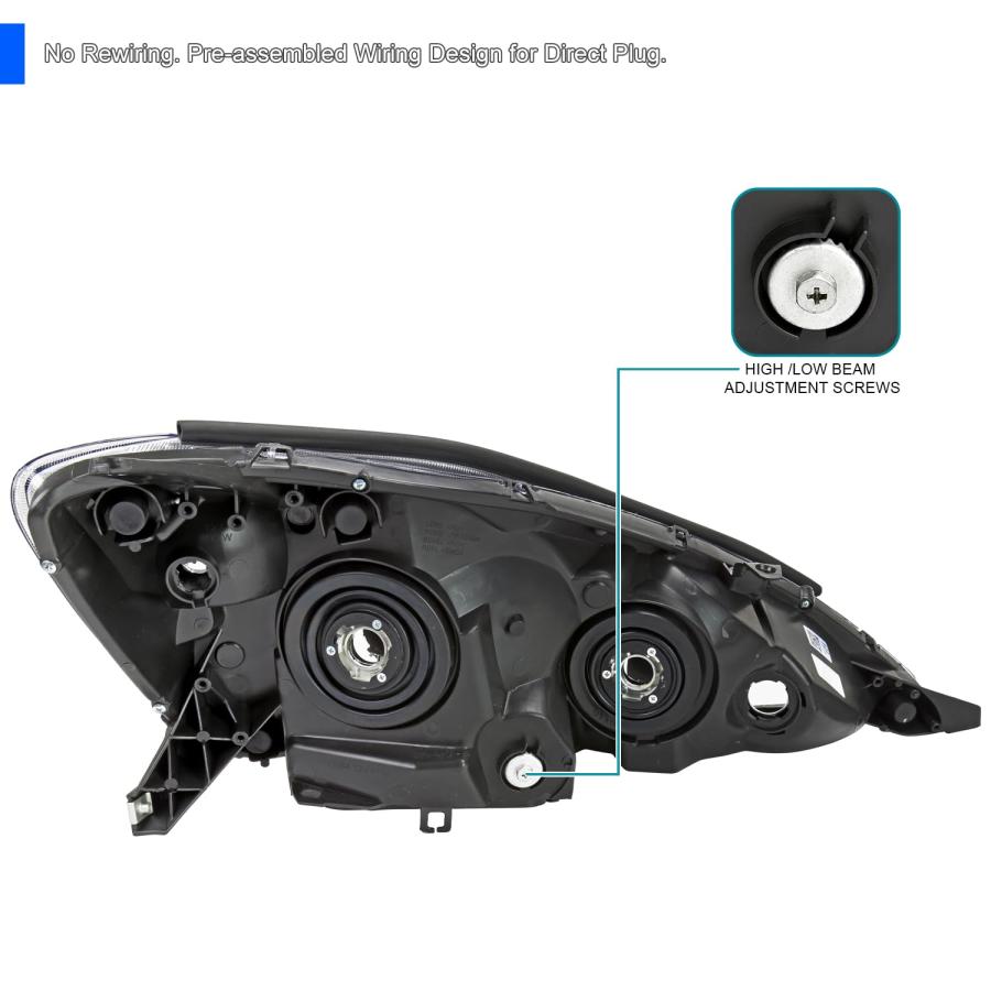 【並行輸入品】 Spec D Tuning Black Headlights Compatible with 2006 2010 Toyota_9