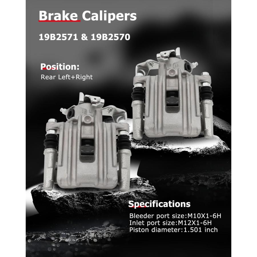 cciyu Rear Left \u0026 Right Brake Calipers With Bracket 19B2571 19B2 並行輸入品_6