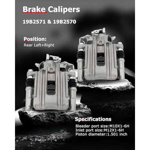 cciyu Rear Left \u0026 Right Brake Calipers With Bracket 19B2571 19B2 並行輸入品_7