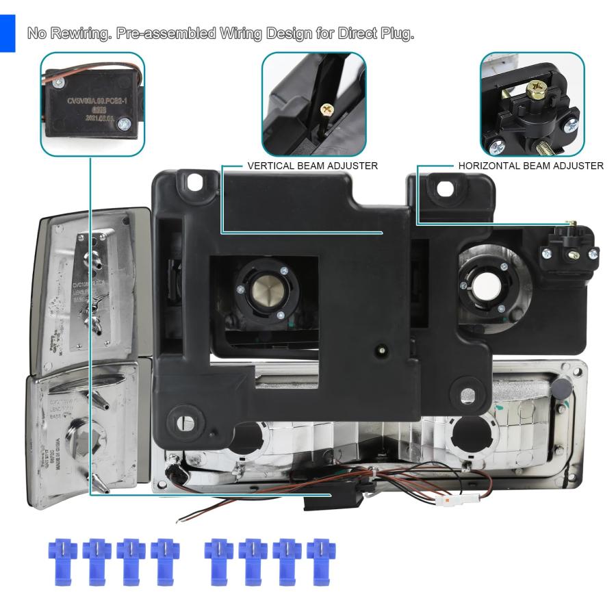 【並行輸入品】Spec D Tuning クロームハウジング スモークレンズ LEDバーヘッドライト+バンパーライト+コーナーランプ 1994の画像
