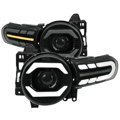 【並行輸入品】Spec D Tuning ブラックスモークLEDプロジェクターヘッドライト シーケンシャルウィンカーとスタートアップアニメーショの画像