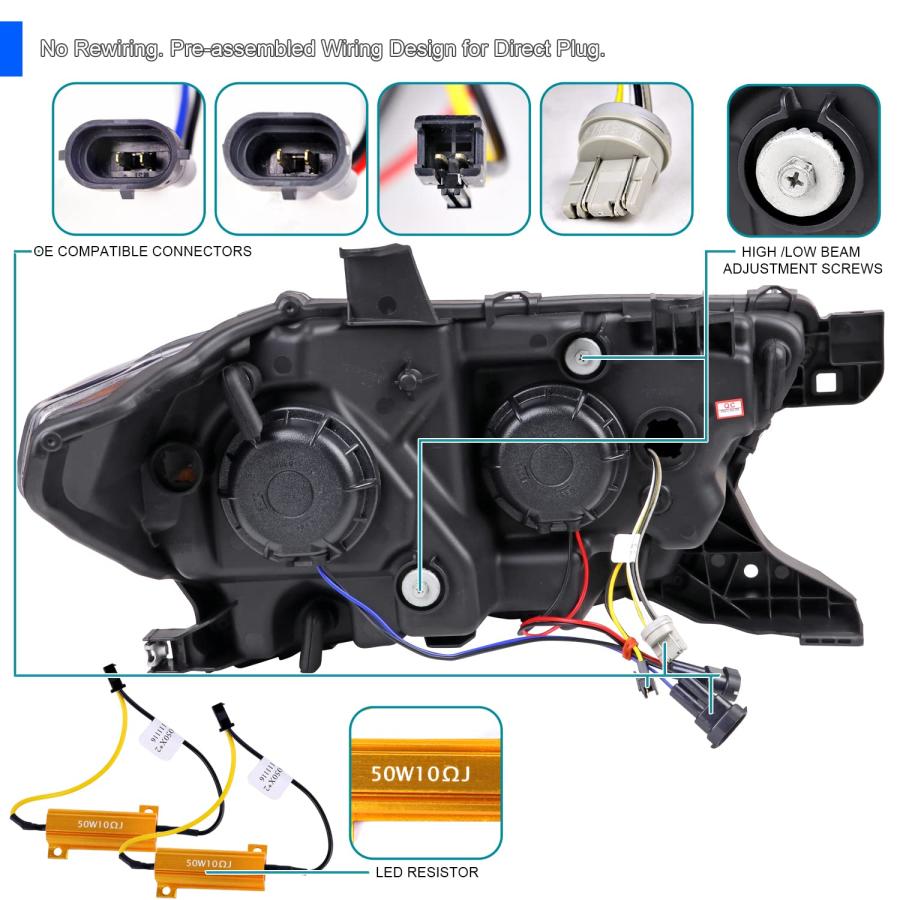 Spec D Tuning Jet Black Housing Clear Lens Projector Headlights 並行輸入品