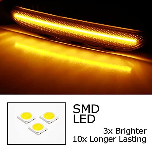 iJDMTOY Dark Smoked Lens Amber Full LED Strip Bumper Reflector R 並行輸入品の画像