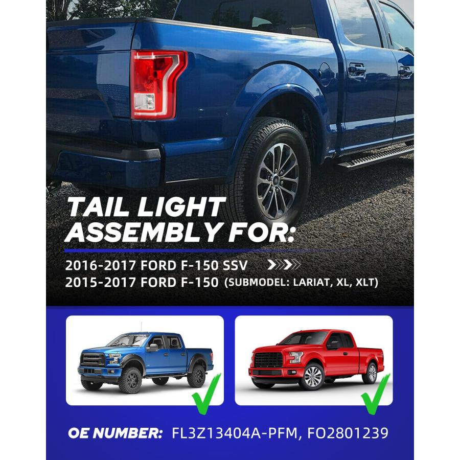 AUTOONE F150 テールライトアセンブリ リアランプ ハロゲン電球付き 交換用 2016 2017 フォード F 150  並行輸入品の画像