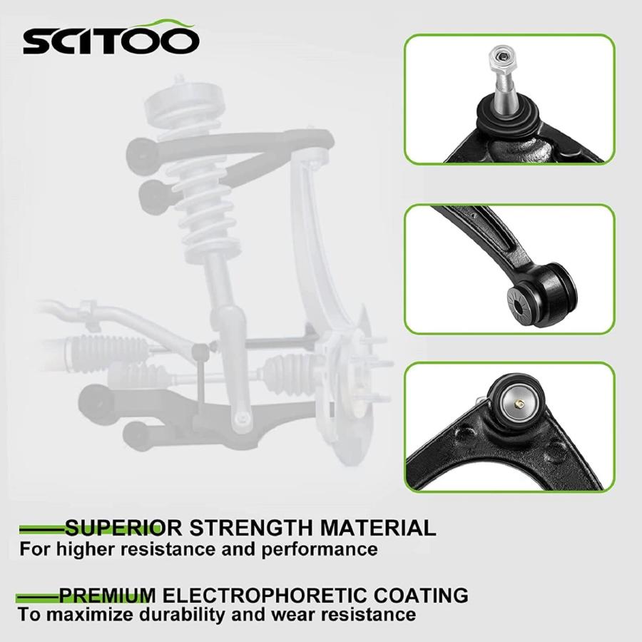 SCITOO 4pcs Front Suspension Kit Upper Control Arm Outer Tie Rod 並行輸入品_3