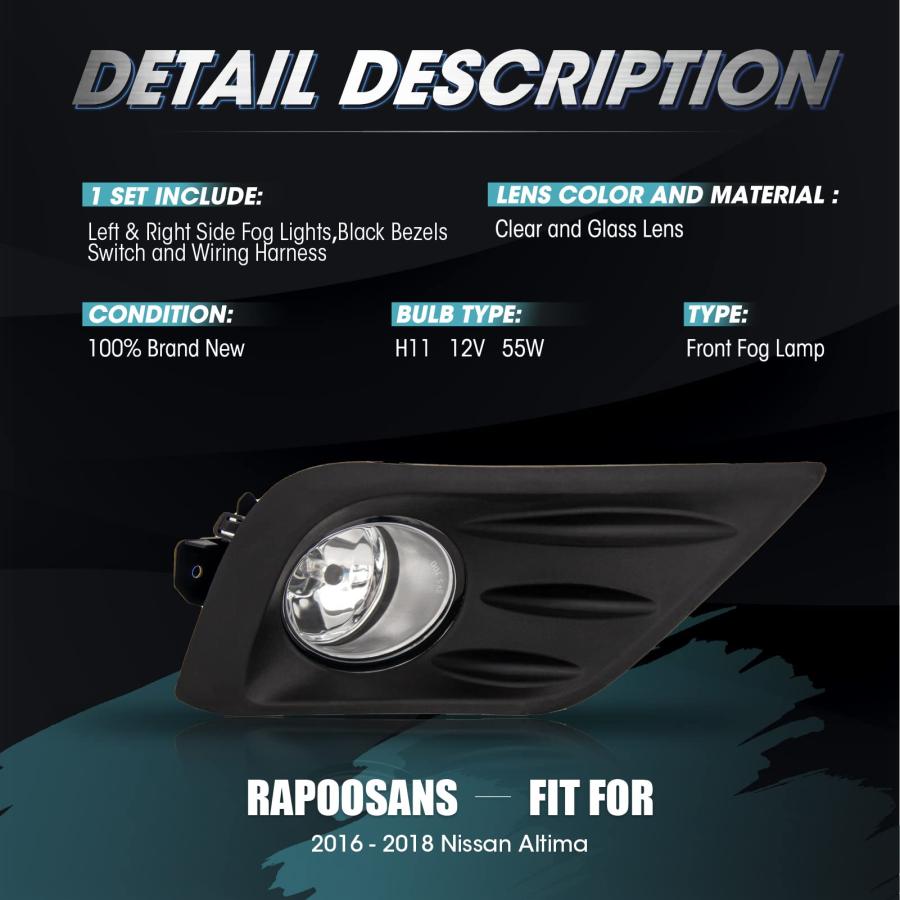 RAPOOSANS ドライビングフォグライトランプアセンブリ 2016 2018 日産 アルティマ フォグライト 交換用 H11ハ 並行輸入品の画像