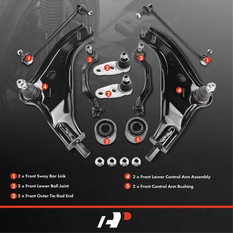 A Premium Set of 10, Front Lower Control Arm & Bushing, Sway Bar 並行輸入品の画像