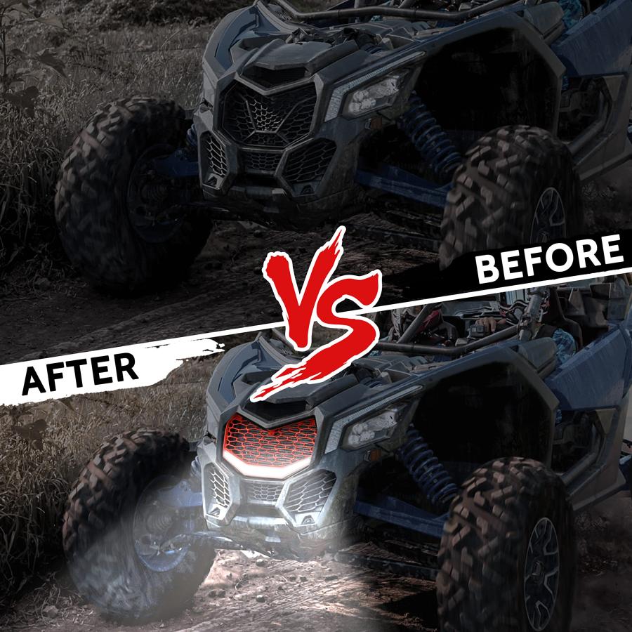 【並行輸入品】フロントレッドグリル LEDライト付き Maverick X3 SAUTVS アップグレードレッドプレミアムフロントバンパーメッシ_6