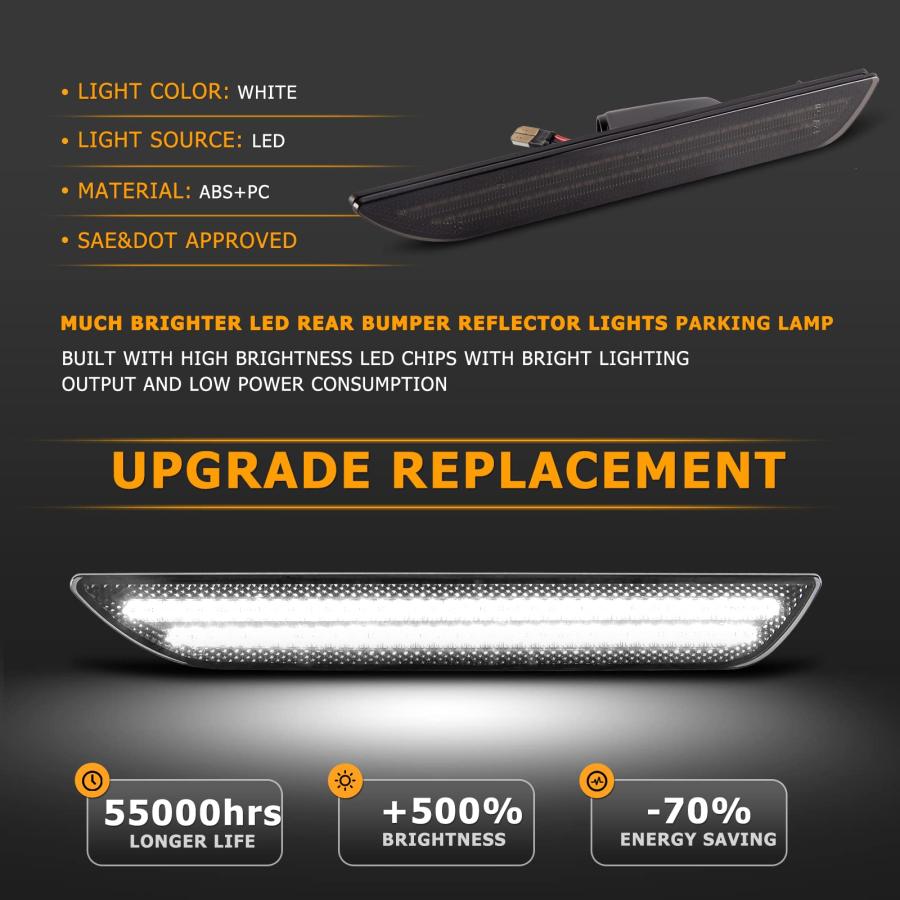 Gempro LEDサイドマーカーライト フォード・マスタング 2015 2023 リア用 ホワイト フェンダーマーカー リフレク 並行輸入品の画像