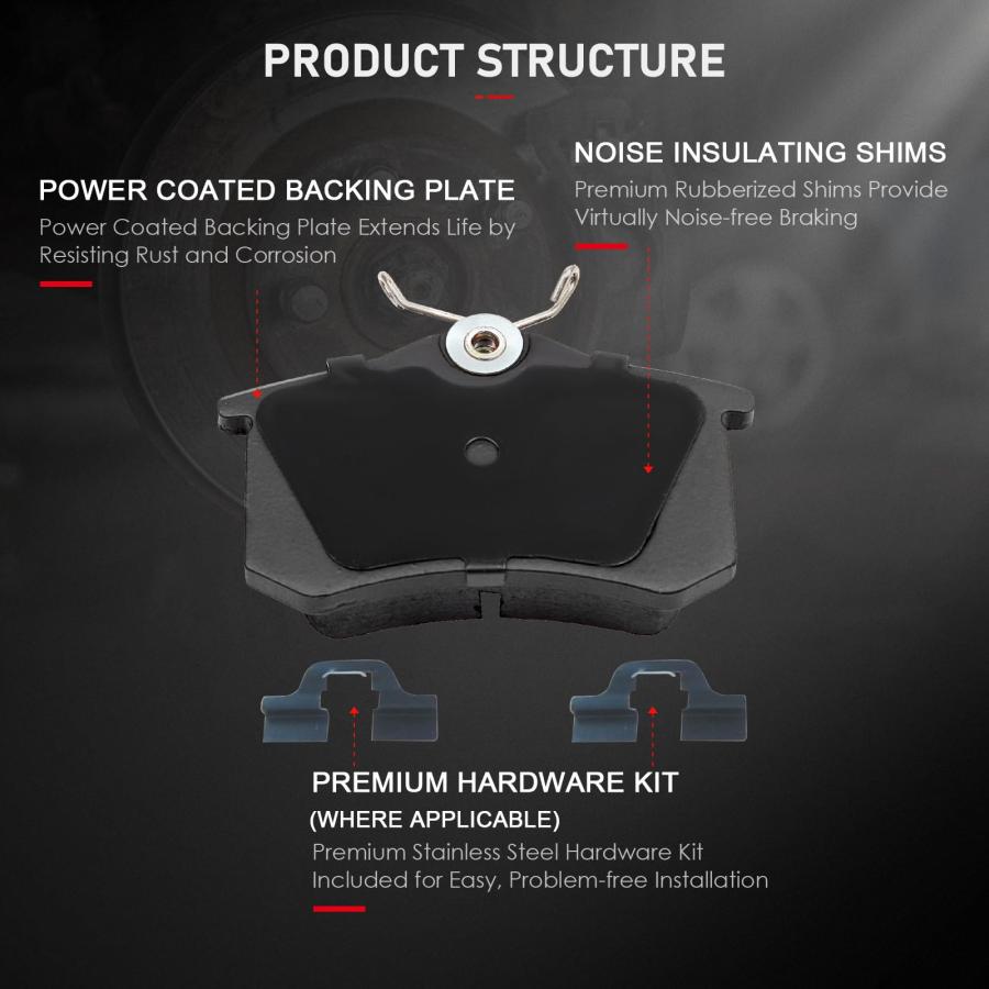 cciyu D1017 4pcs Rear Ceramic Brake Pads Kits 2010 2012 For Audi 並行輸入品の画像