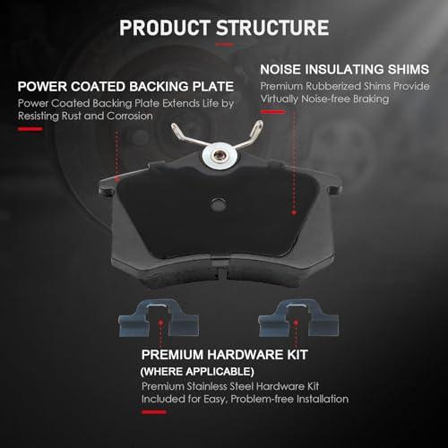 cciyu D1017 4pcs Rear Ceramic Brake Pads Kits 2010 2012 For Audi 並行輸入品の画像